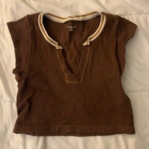 Brown Kids Shirt with White Trim